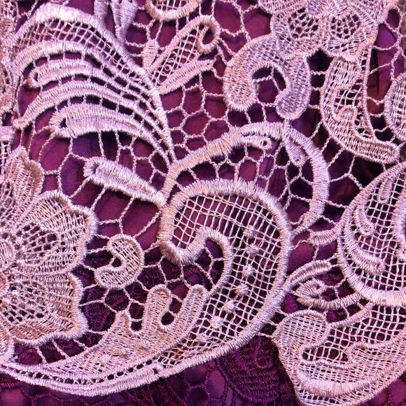 ADRIANNA PAPELL PURPLE & LAVENDER LACE SLEEVELESS VNECK MIDI DRESS SIZE 6 - Picture 5 of 7